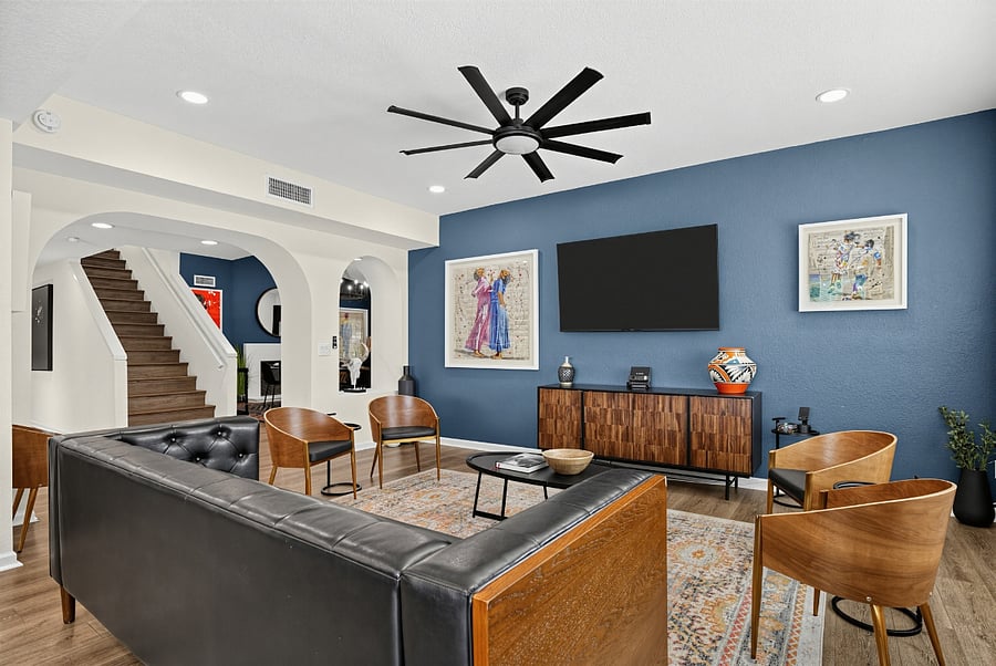 Downstairs living area with TV