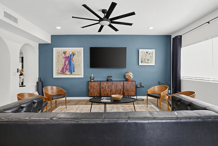Downstairs living area with TV