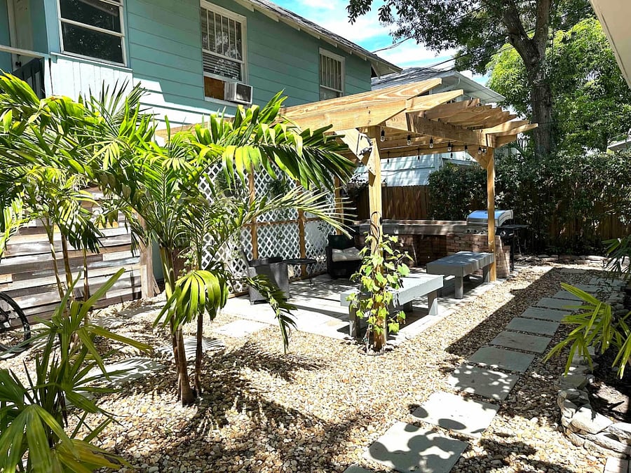 Gated fenced in shared community grill space
