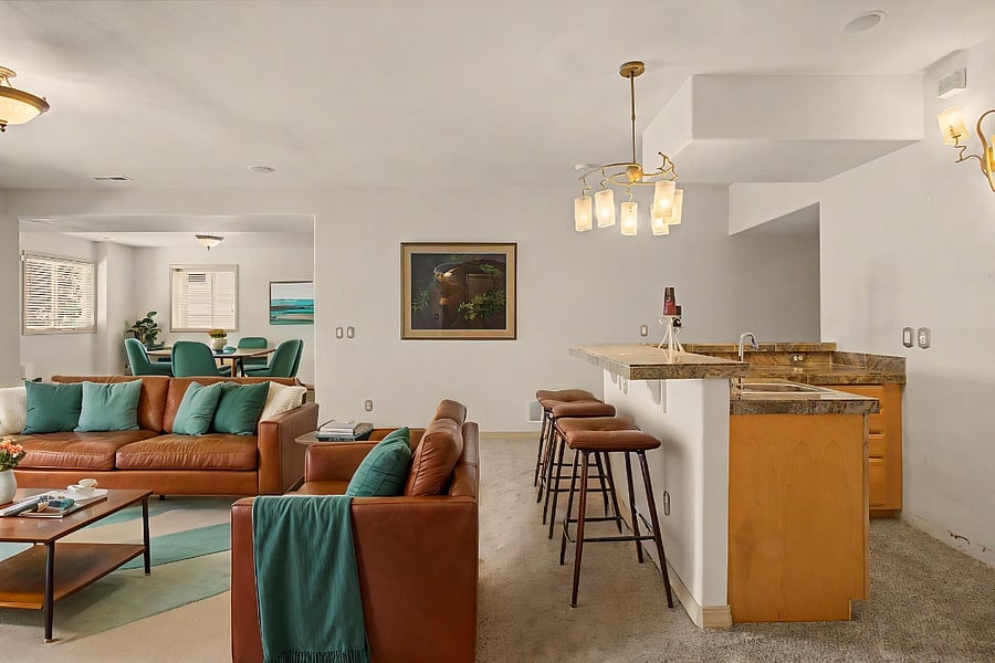 Family Room Virtually Staged Lower Level w Wet Bar