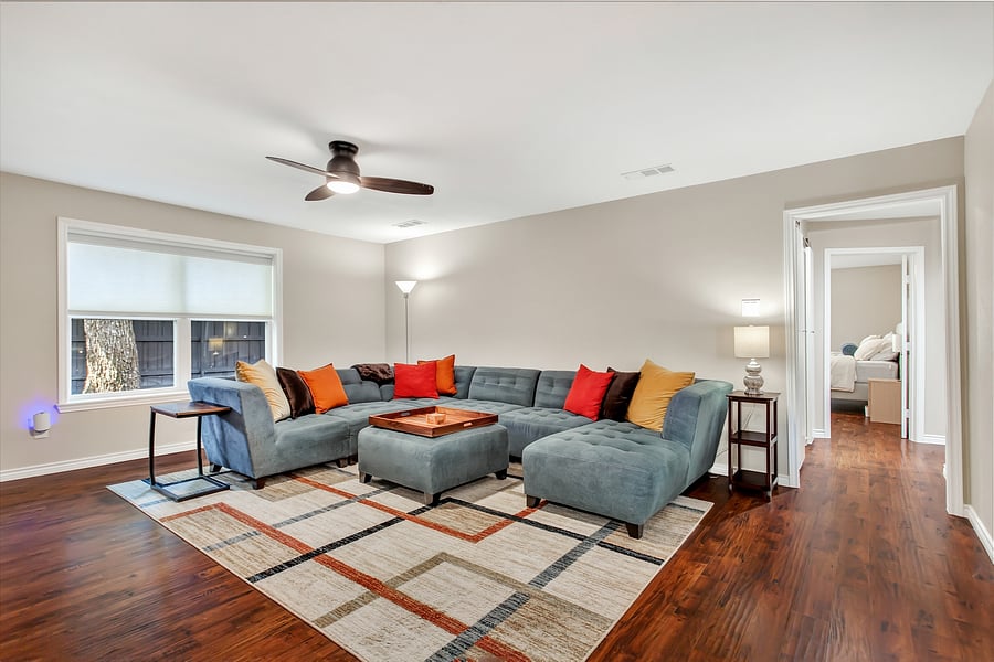 TV room with 65inch smart TV.