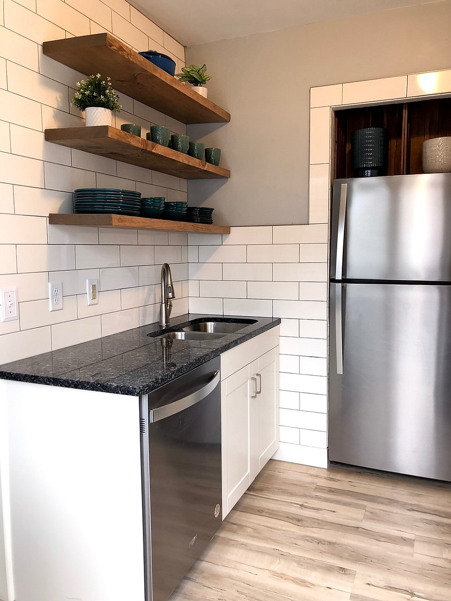 Fully furnished kitchen with fun design.