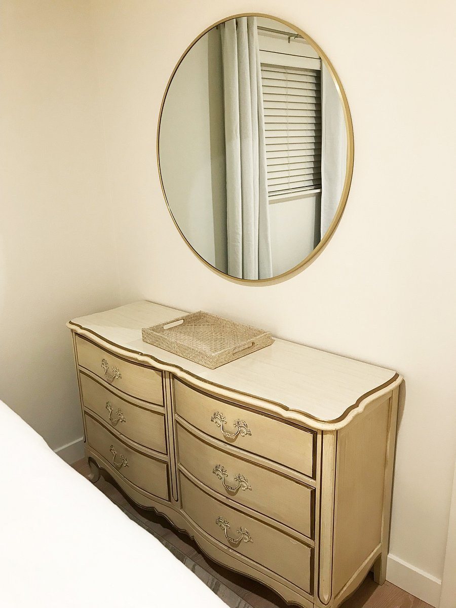 Bedroom 2: dresser and mirror