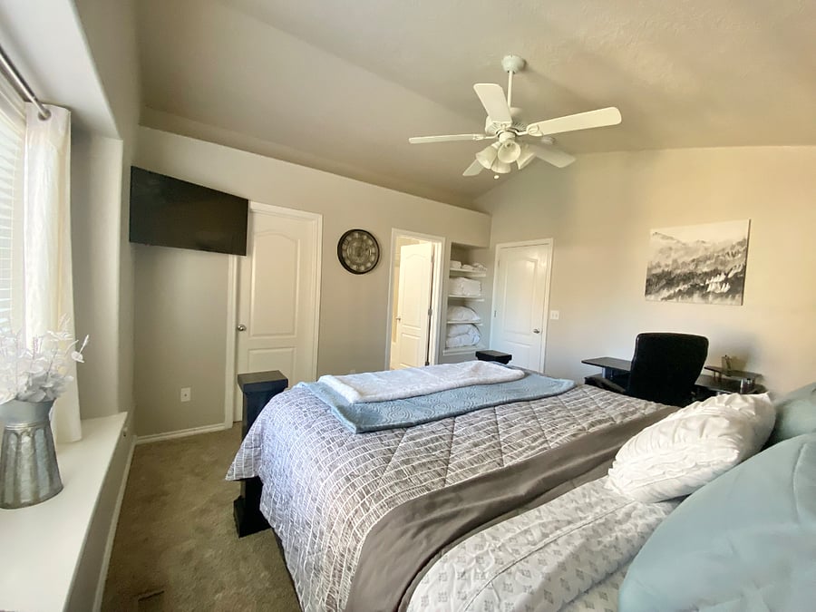 Master bedroom. King bed.