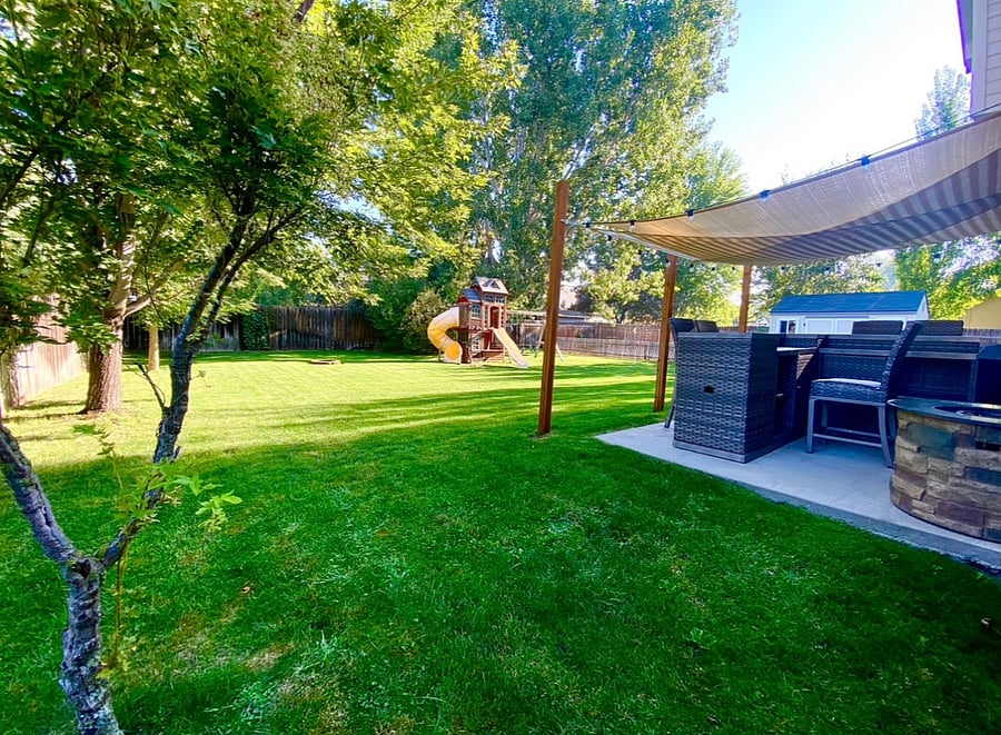 Fully fenced back yard.