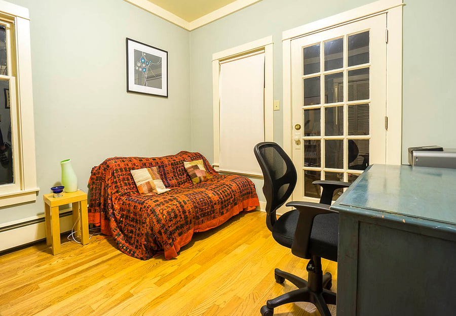 Guest room downstairs can also serve as an office with desk for remote work. Can also be used as a second bedroom with queen size bed.