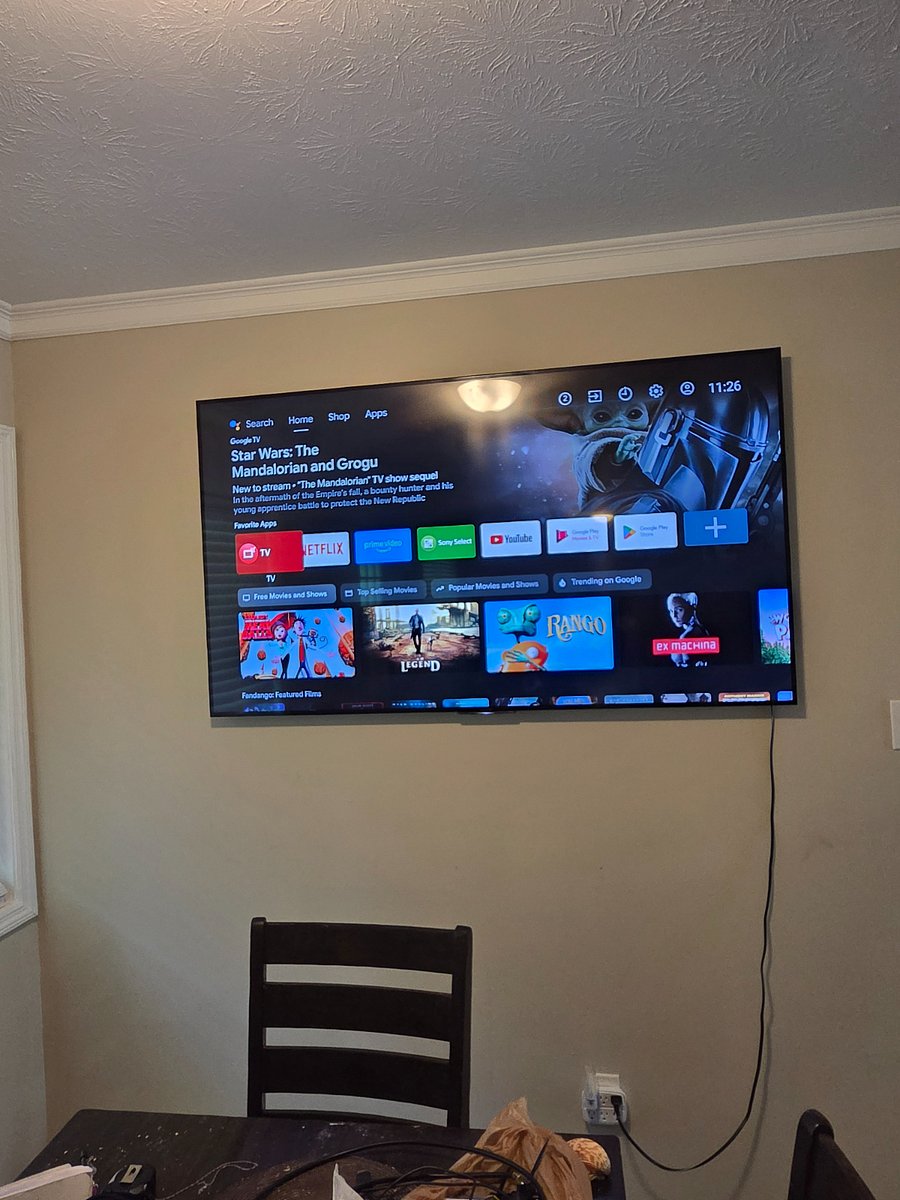 TV in dining area/living room. 