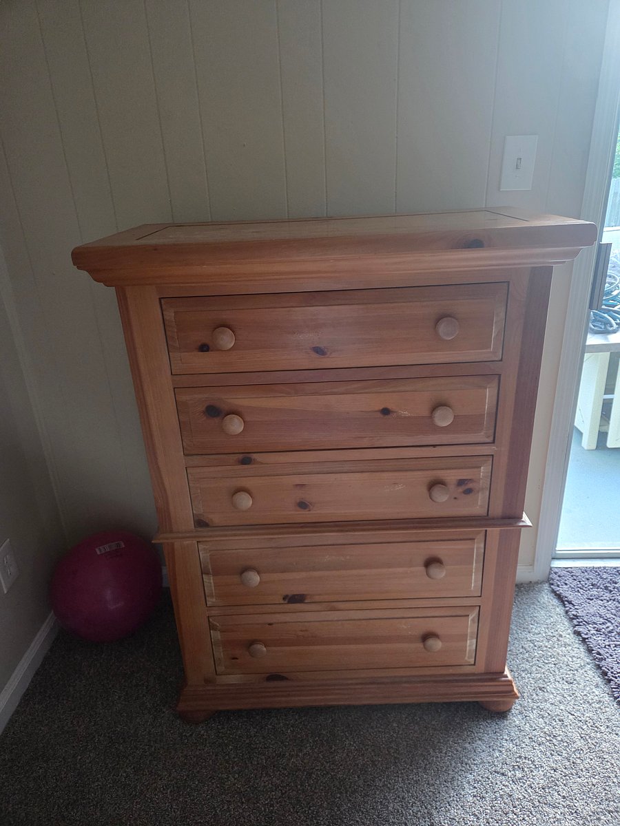 Dresser in basement bedroom. 