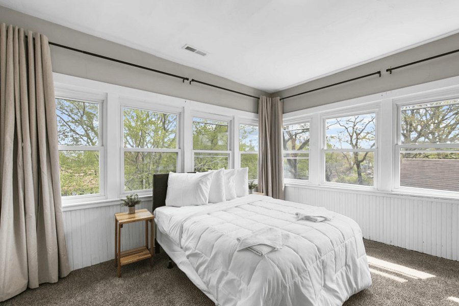 A quiet and private space, this room offers a full bed and just the right amount of comfort for unwinding at the end of the day.