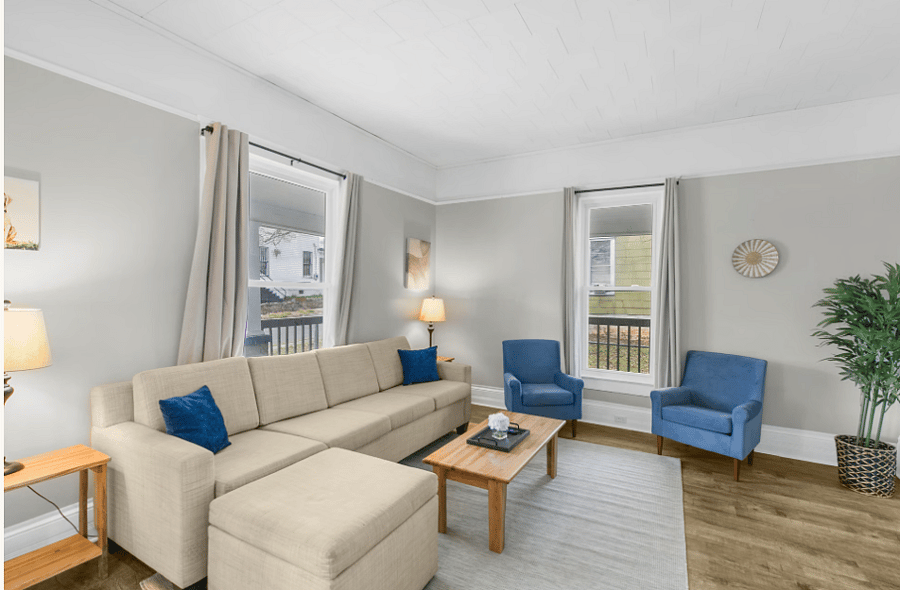 With a spacious layout and cozy seating, the living room is perfect for group hangouts, movie nights, or simply taking it easy.
