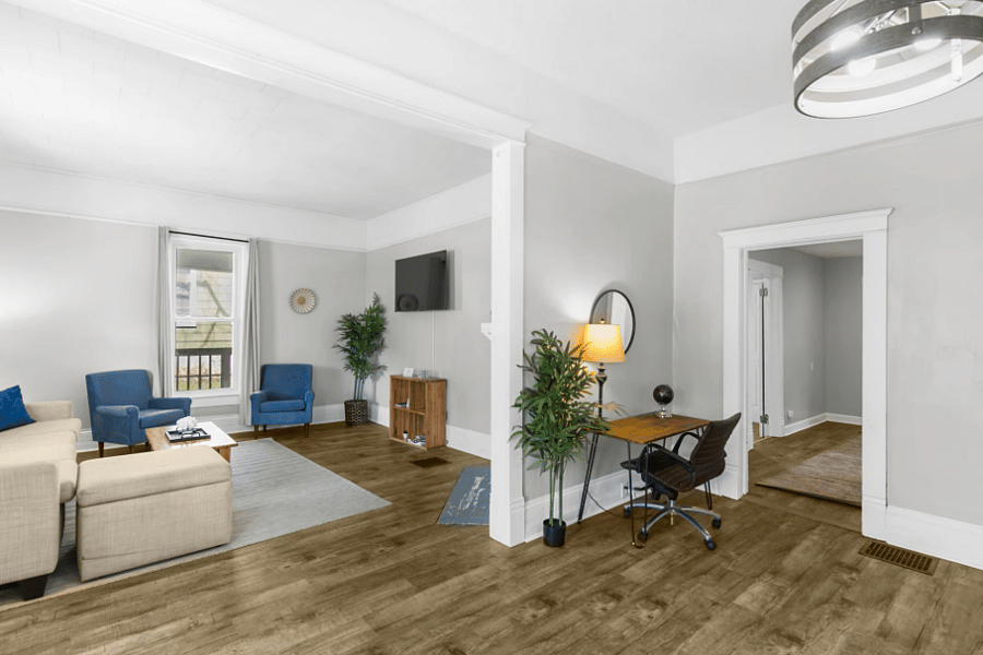 A dedicated workspace provides a convenient spot to catch up on emails, get some work done, or plan your day.