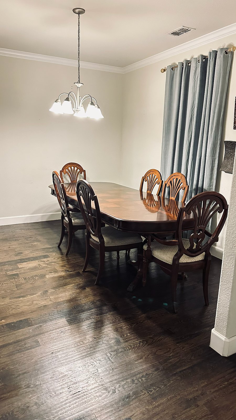 Formal dining room with seating for six