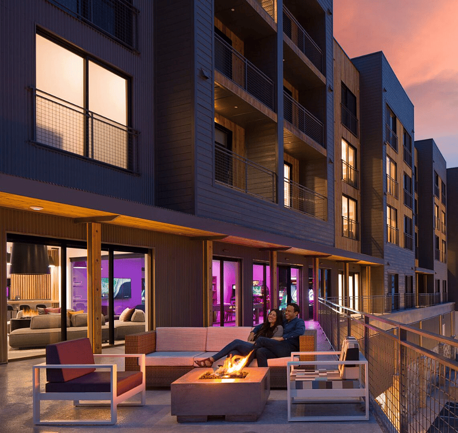 Canyon Haus outside lounge with fire pit
