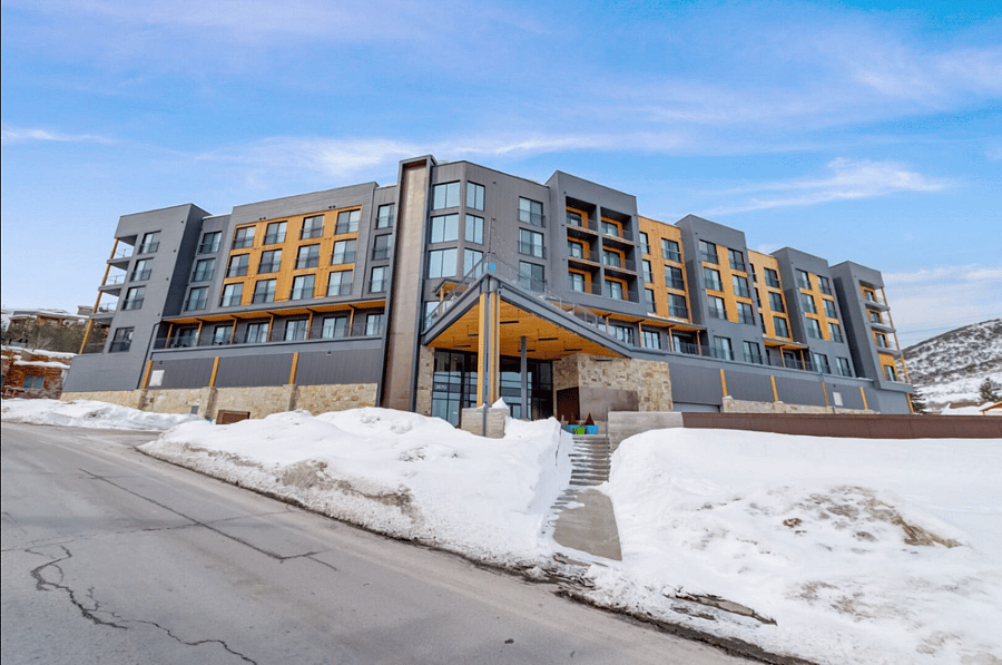 Canyon Haus exterior entrance in the winter