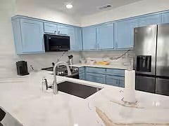 Fully stocked kitchen.