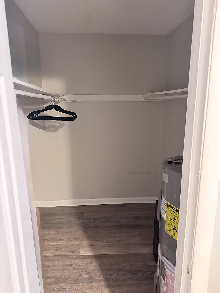 Oversized walk-in closet with plenty of storage for longer stays