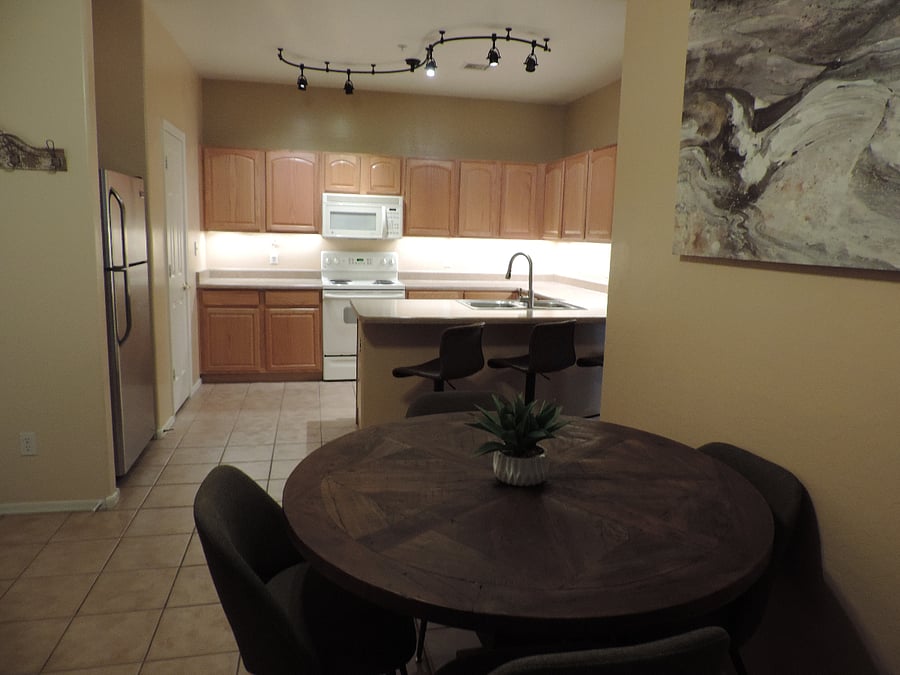 Dining and kitchen area.