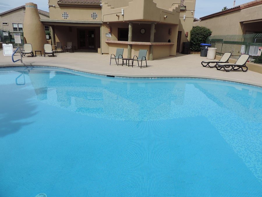 Cottonwood Square Commons pool area open in the spring and summer months.