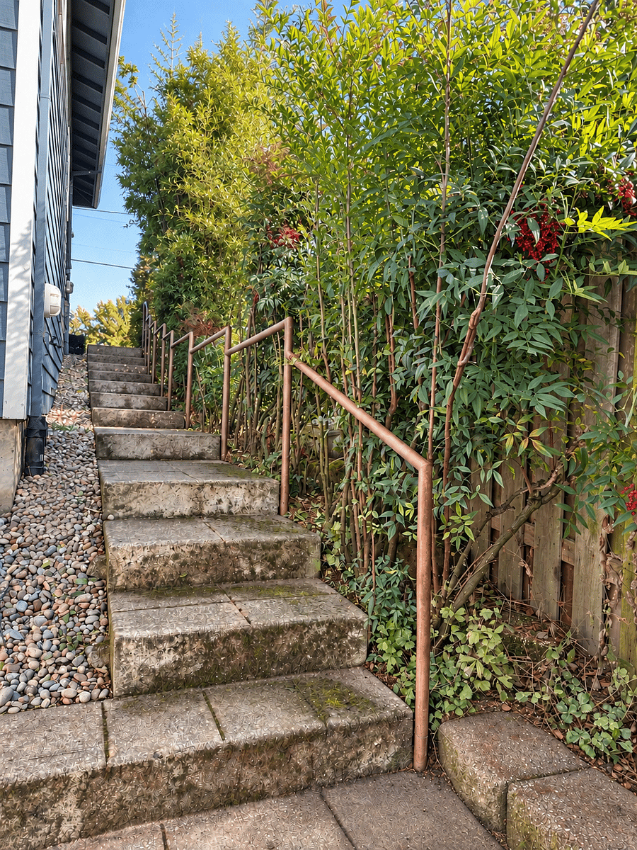 View heading up - stairs are wide and not very deep