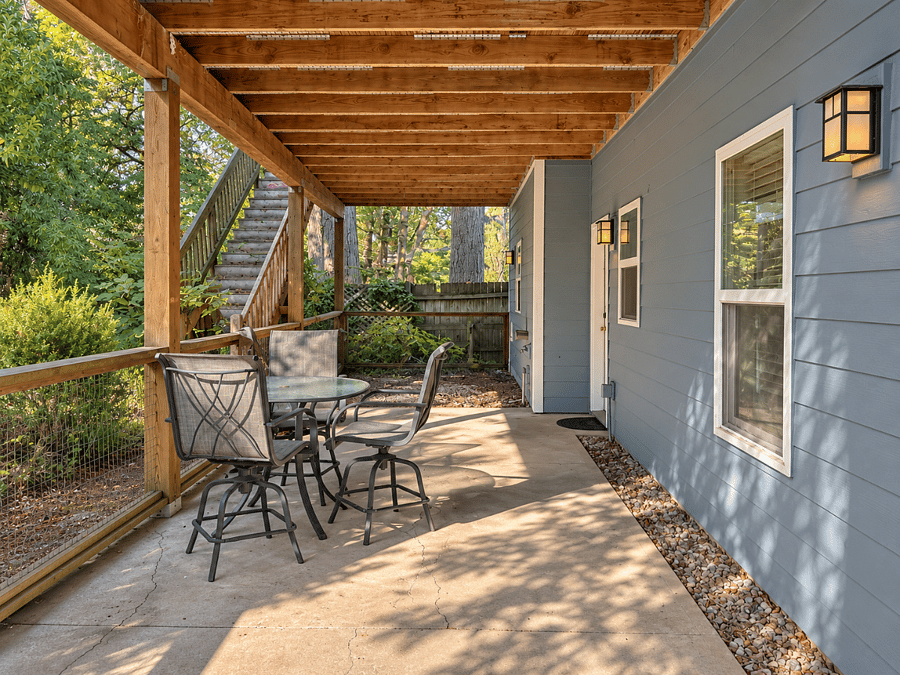 Private patio with table and chairs