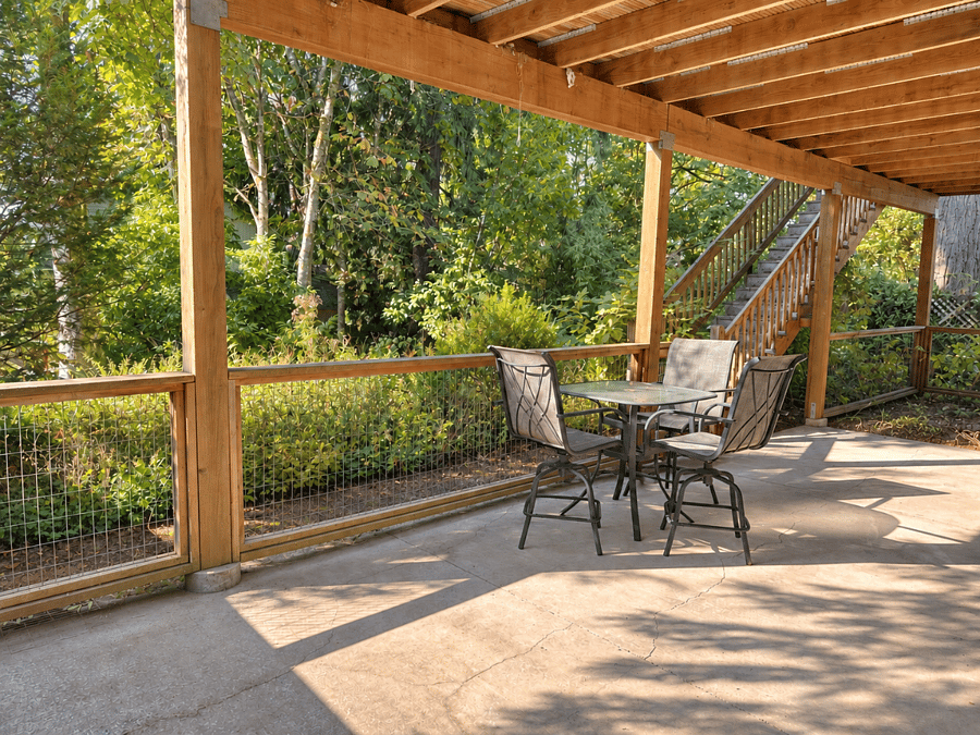Patio with view of the backyard