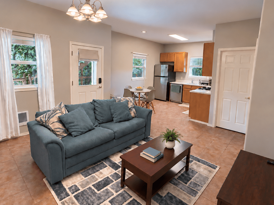 Living room and kitchen