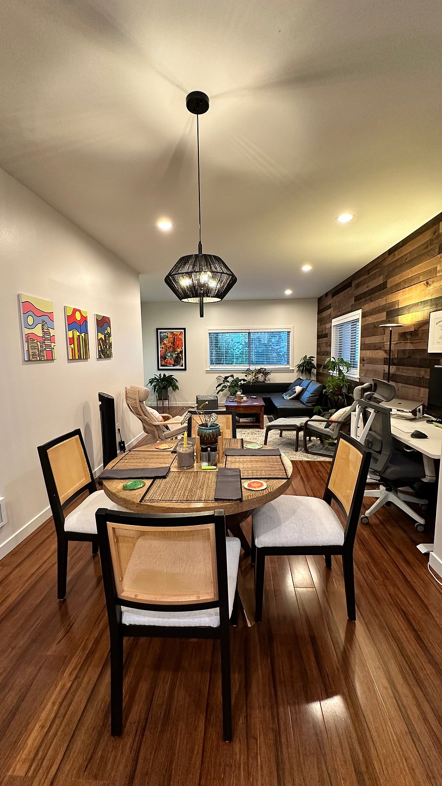 Shared dining + living room