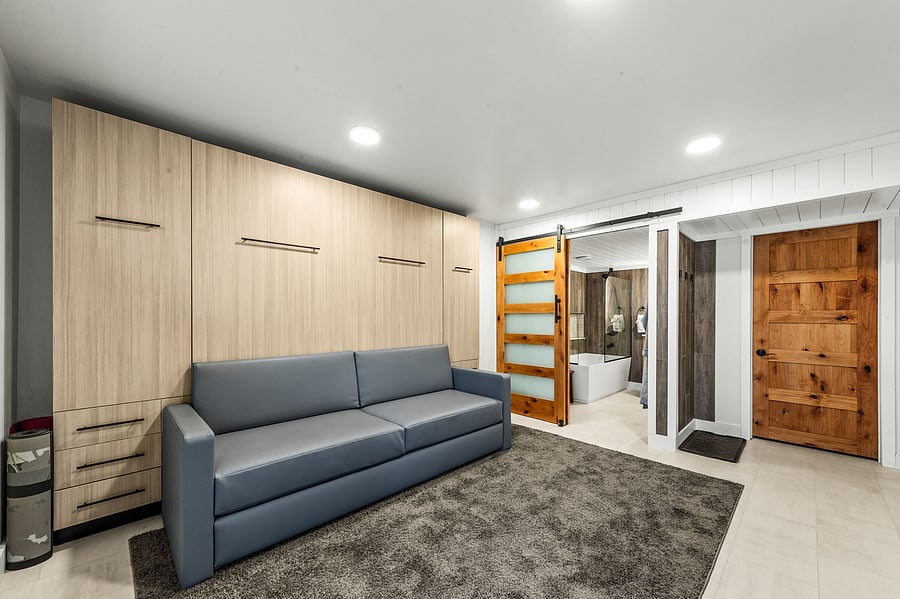 Closed Murphy Bed Creates Comfortable Living Room