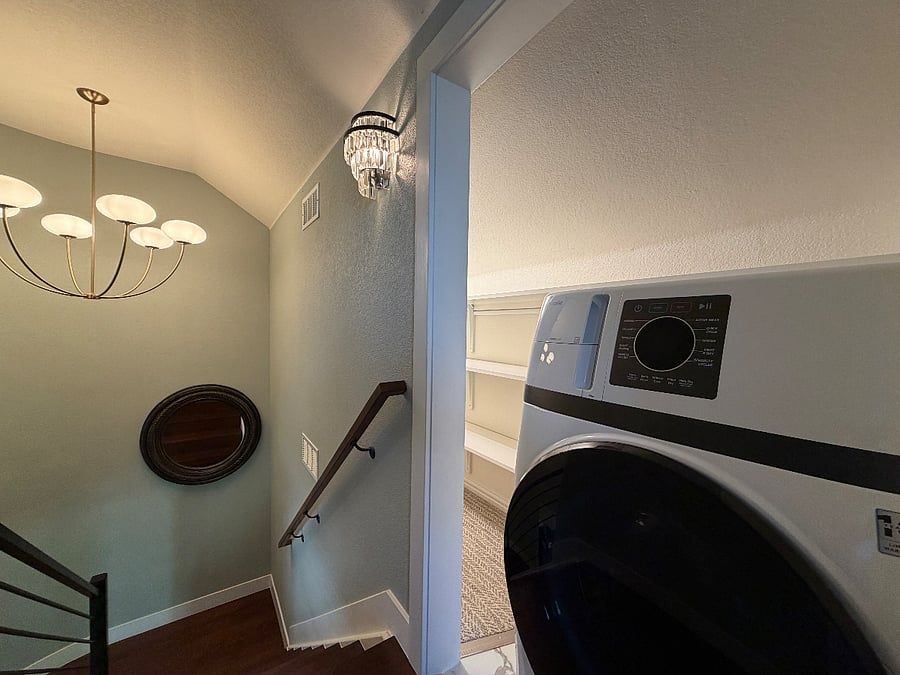 Your private washer and dryer, with additional storage area.