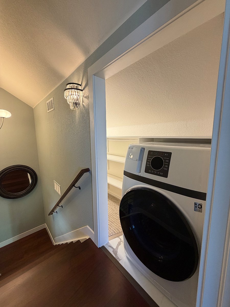 Your private washer and dryer, with additional storage area.