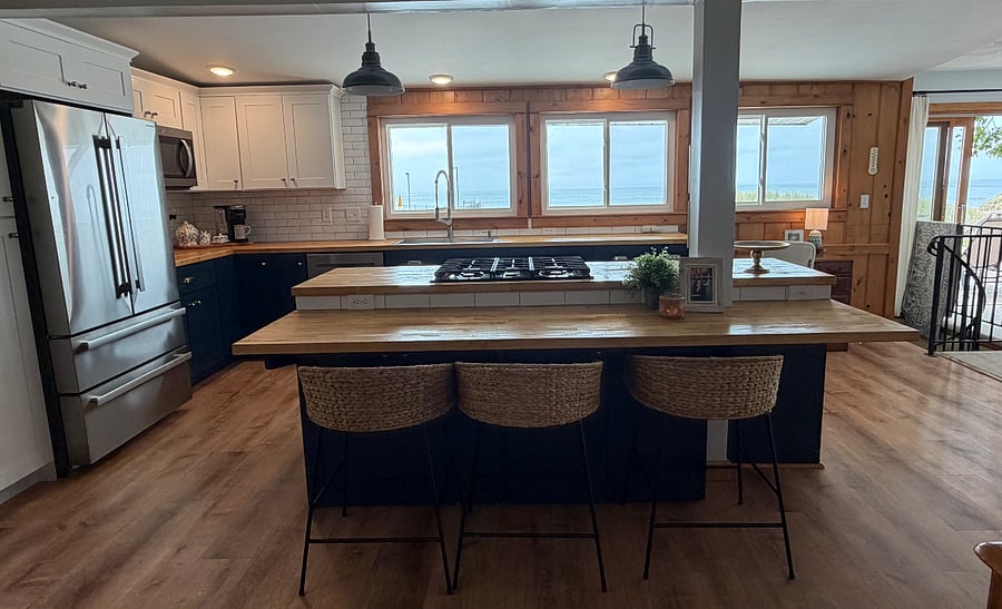 view of Lake Michigan from the kitchen