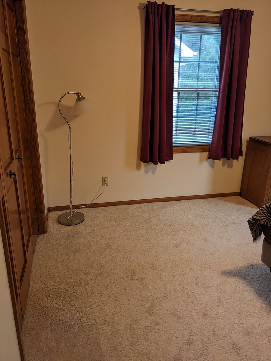 Private bedroom with room darkening curtains. Owner can add desk and chair and comfy chair if desired