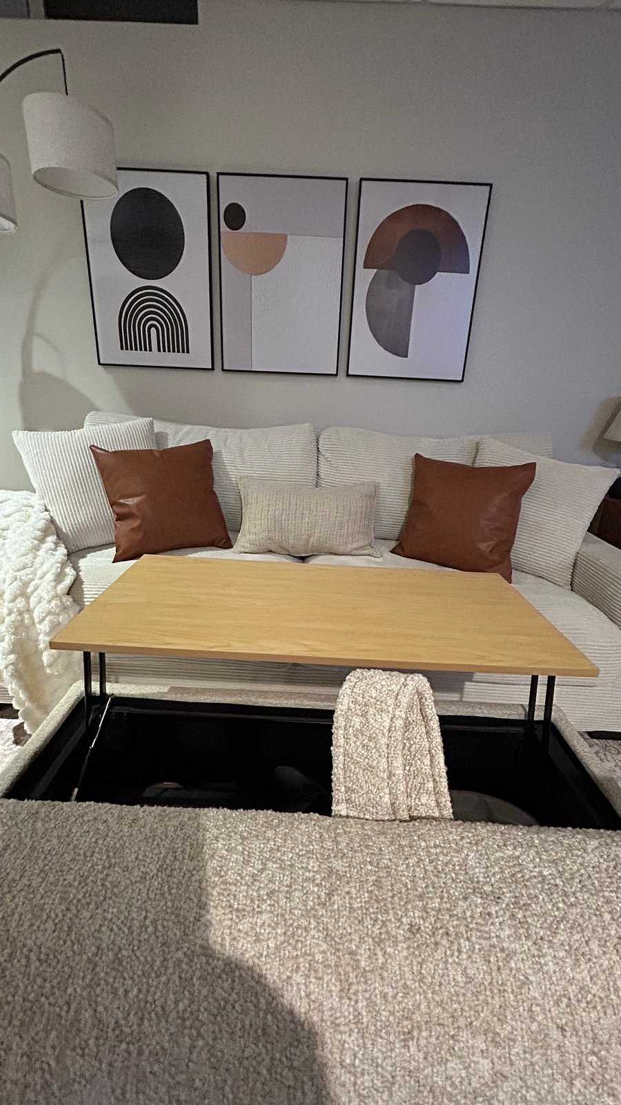 Multi functional furniture designed to eat, work or relax from the living area. 