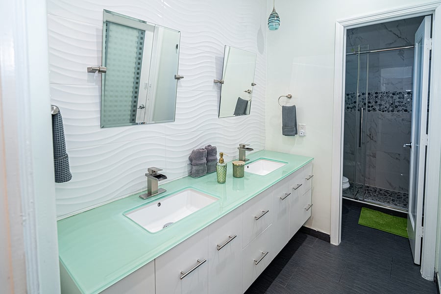 Jack and Jill bath. Double Vanity.