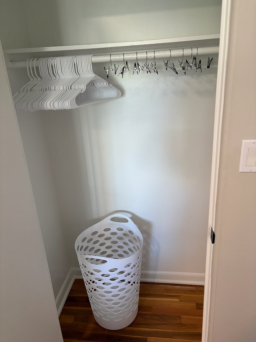 Closet to fit all of your clothes. The chest of drawers provides additional storage.