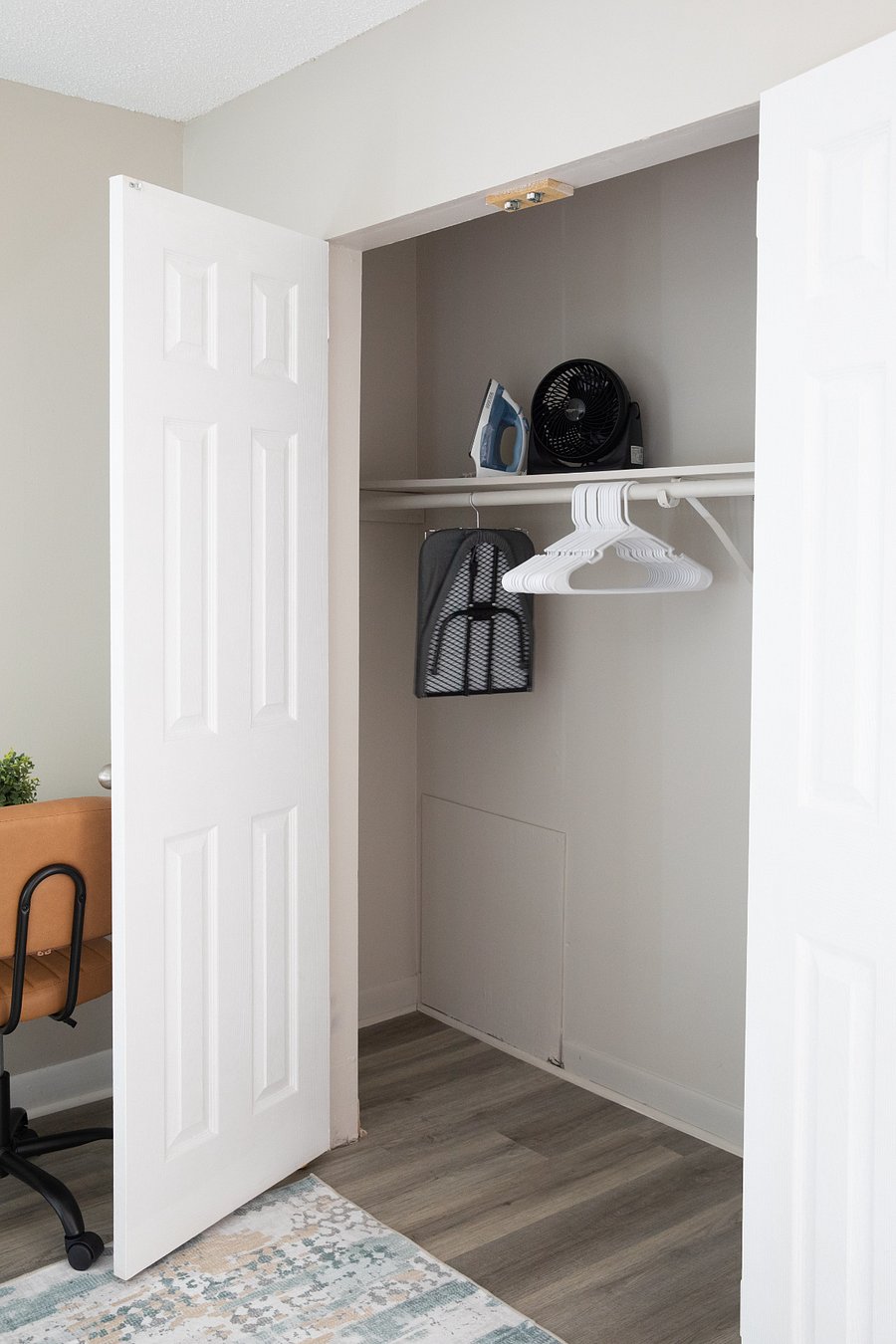 Enjoy the spacious closet with plenty of room to store your clothes, shoes and travel essentials throughout your stay.