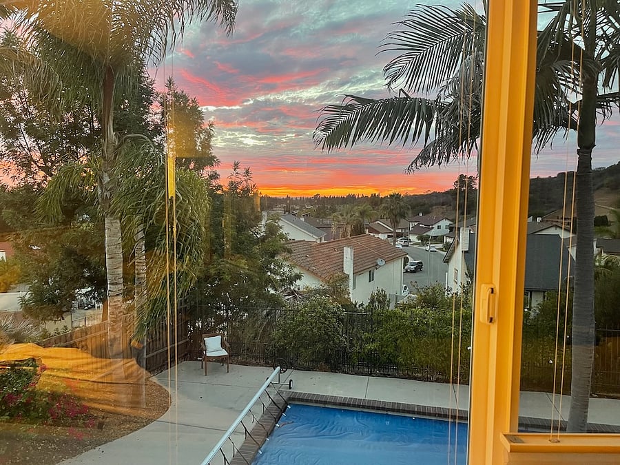 Sunset view from bedroom window