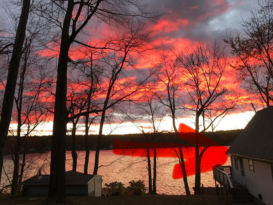 The sunsets here are beautiful and the October foliage makes it even better