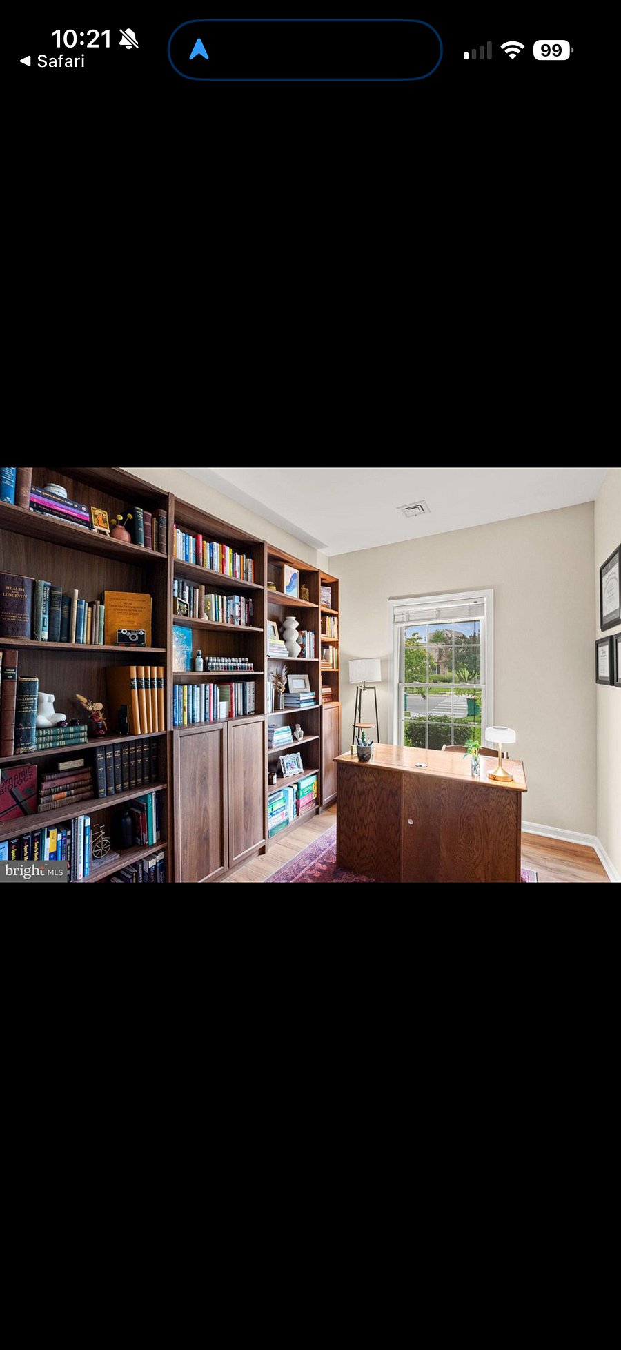 Office with built-in bookshelves and desk