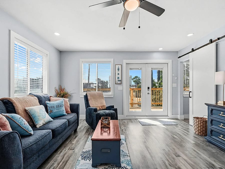 Comfortable living area with sleeper sofa for additional sleeping space