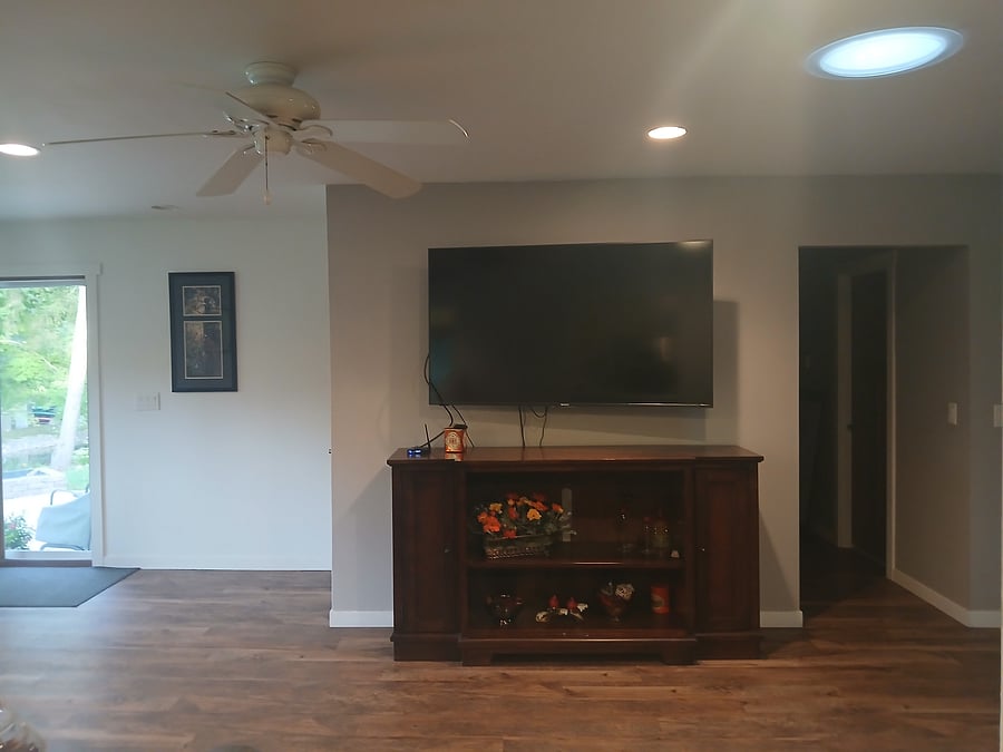 Family room from kitchen cutout