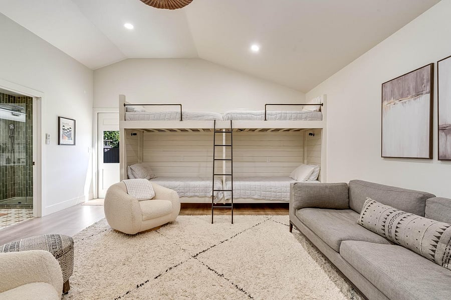 Bunk room leads to second yard. 