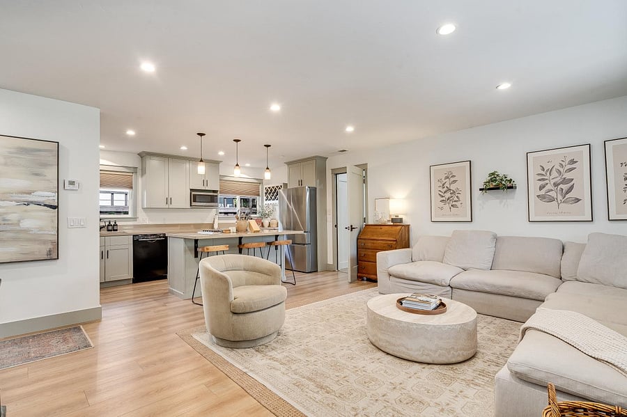 Lounge and open kitchen. 