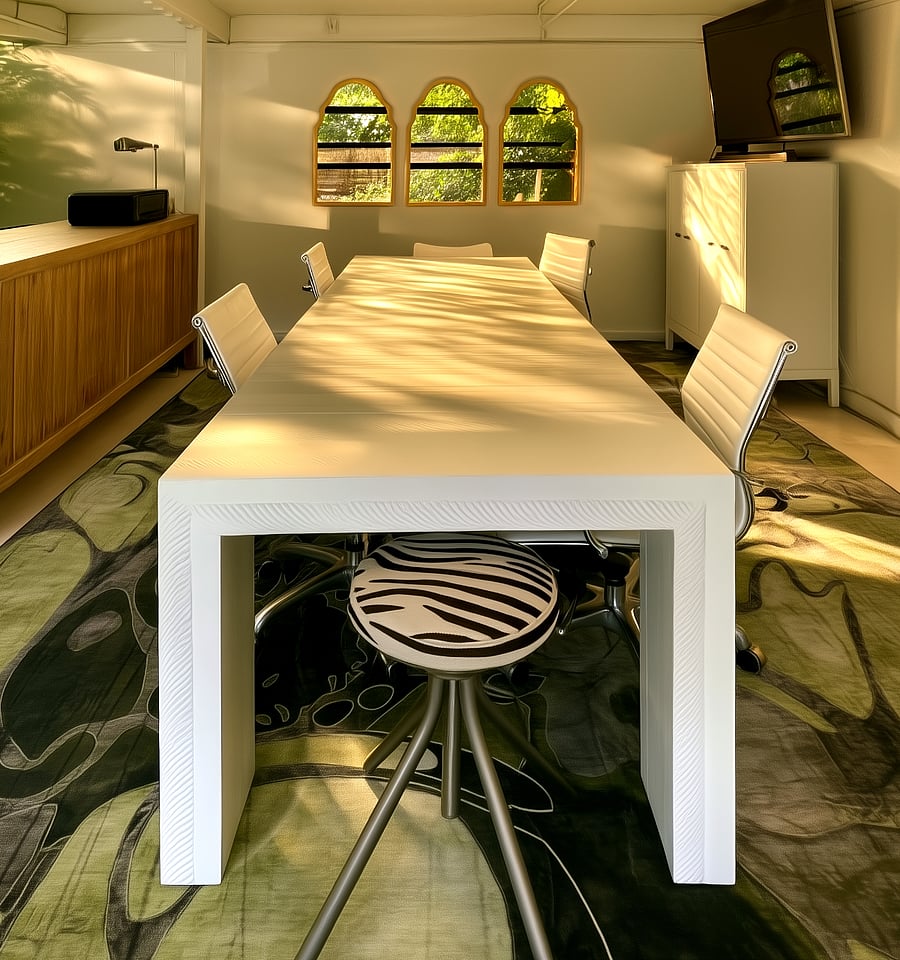 The flex-space southern half can be set up as an office or...