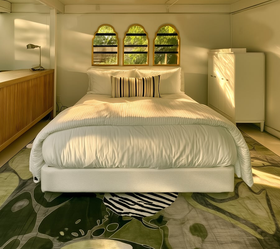 ... the flex-space with the southern half set up as a bedroom. Your choice.