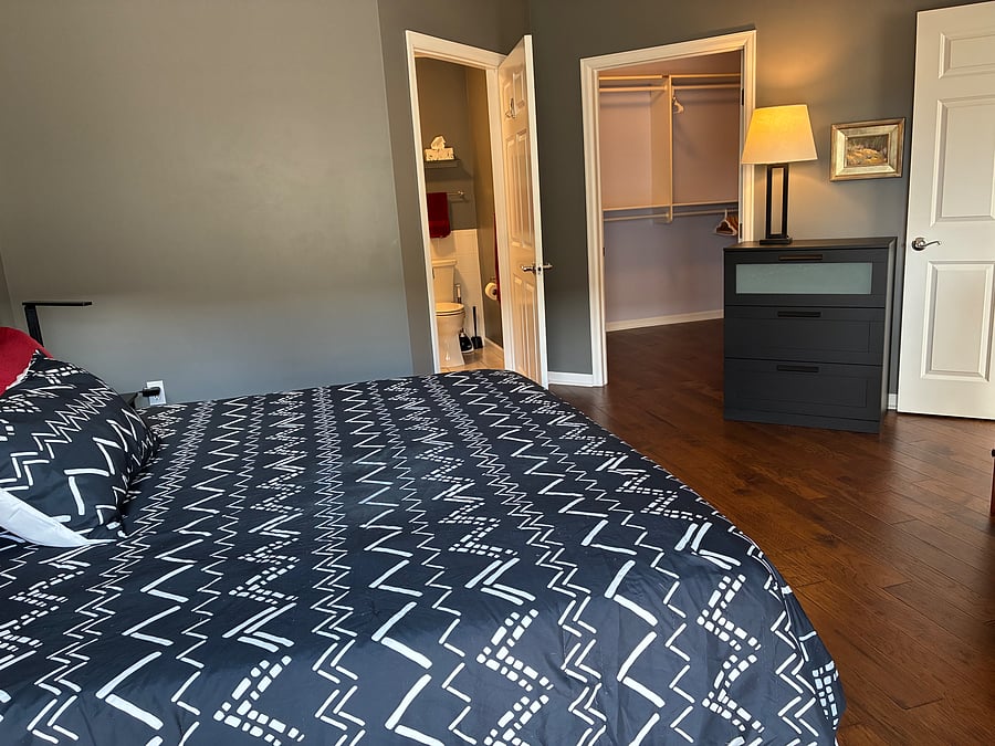 Bathroom and large, walk in closet in the bedroom suite.