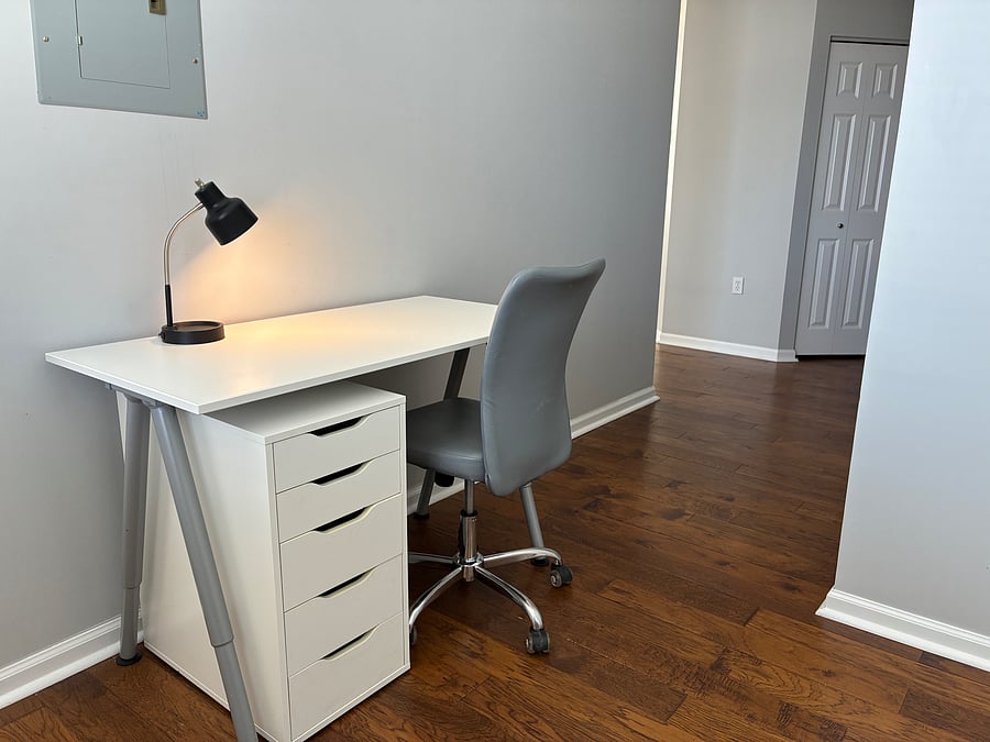 Desk area in den