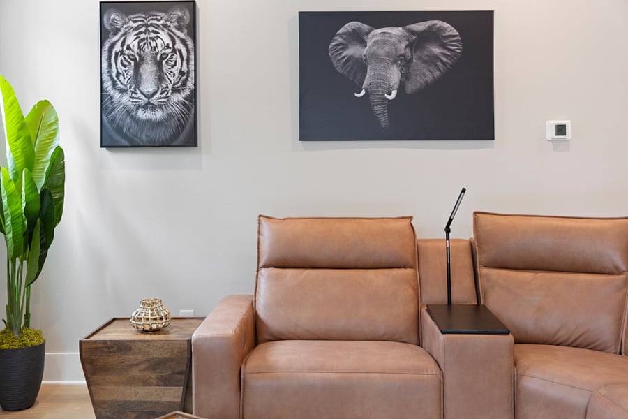 Living Room (sectional, Air conditioning and heating, Indoor fireplace, and TV)