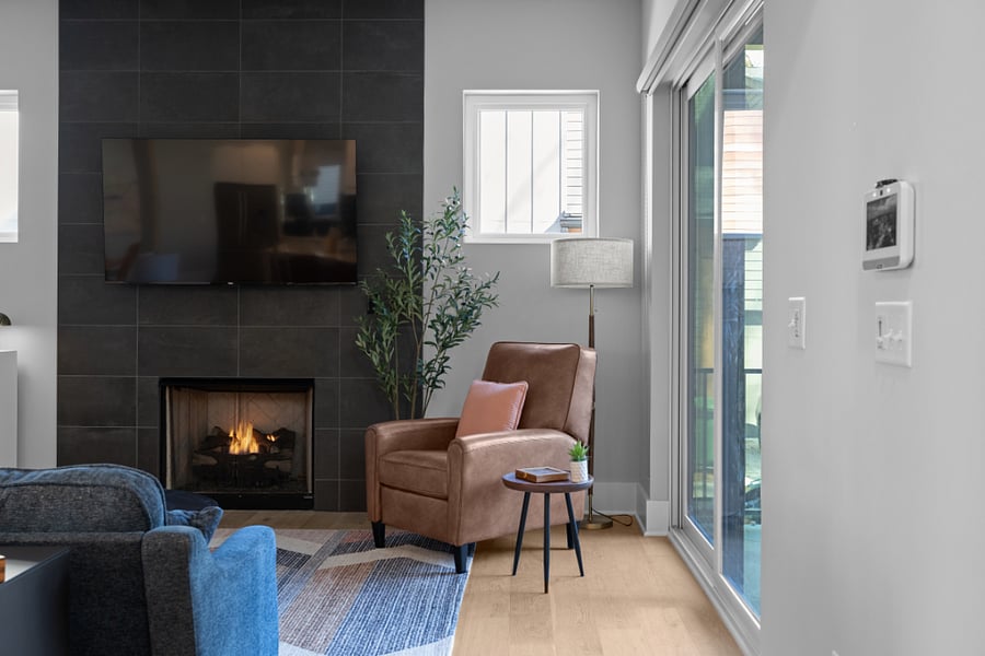 Living Room (2 couches, Air conditioning, Indoor fireplace, and TV)