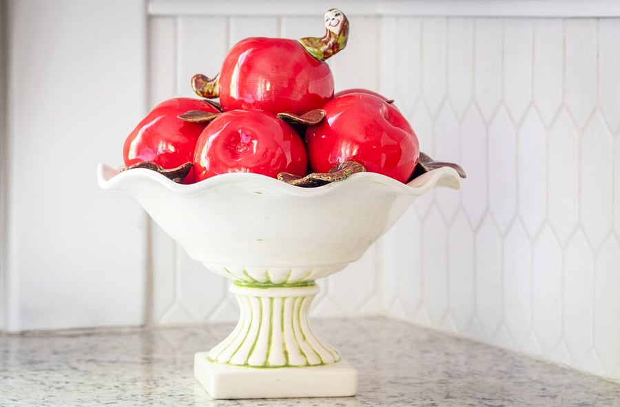 This elegant centerpiece adds a sophisticated pop of color to the kitchen.